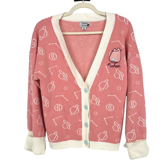 Unique Vintage Sweaters - Pusheen Unique Vintage Pusheen The Cat Cardigan Pink Size Medium